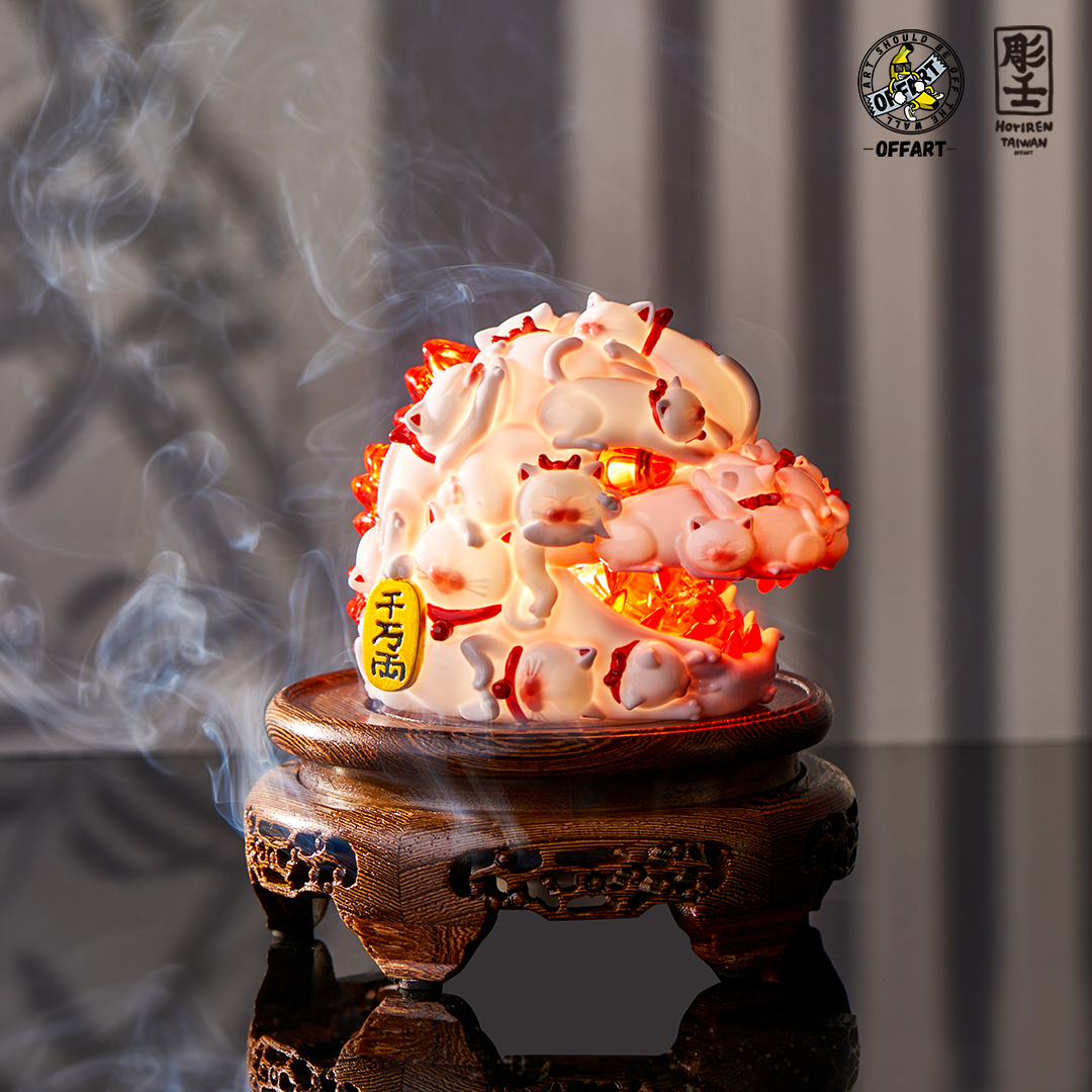 (Pre-order) OFFART X Horiren Red Flame Hundred Cats Enamel Red Fortune mini Bust