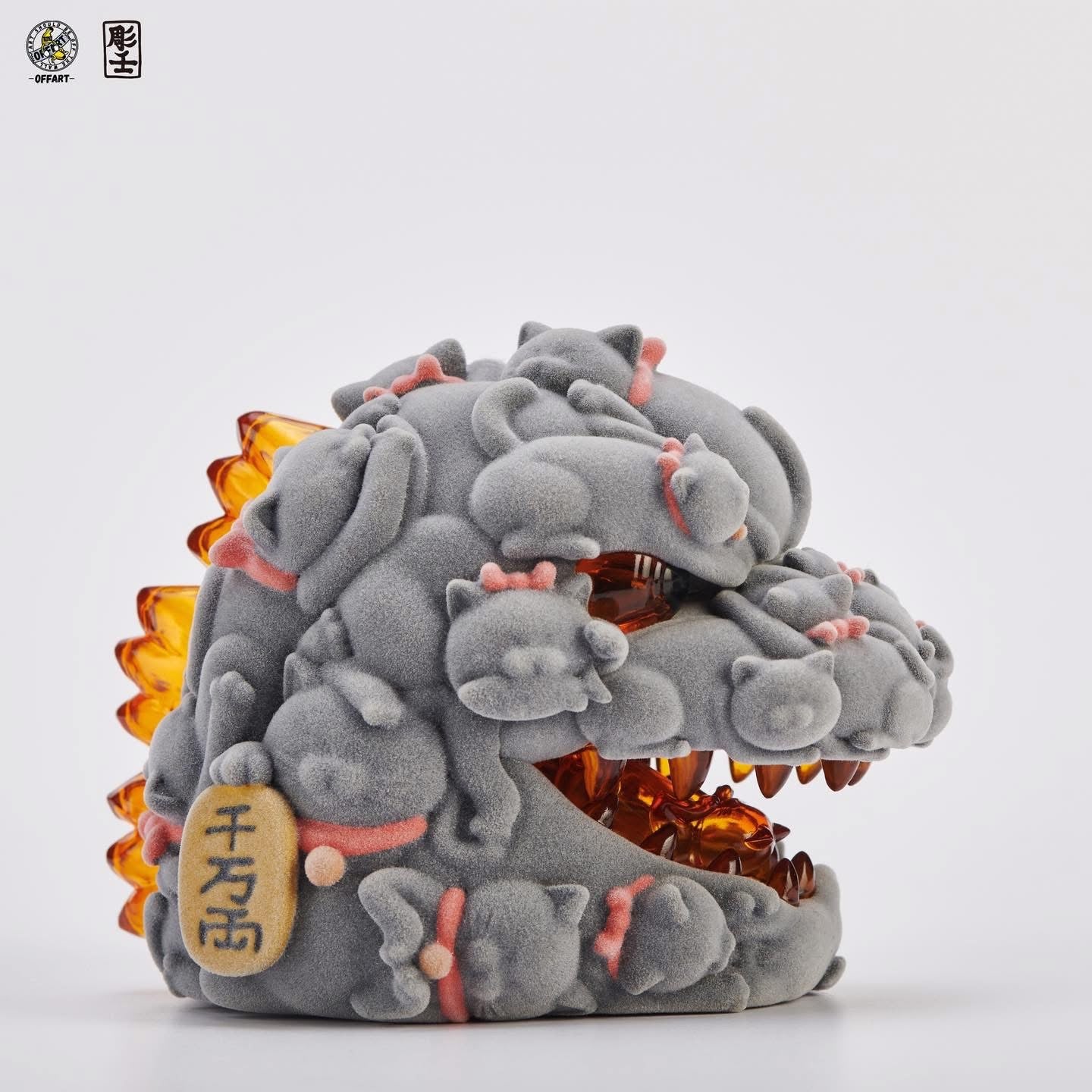 (Pre-order) OFFART x Horiren Red Flame Hundred Cats mini Fortune Head Statue - Flocked Ver.