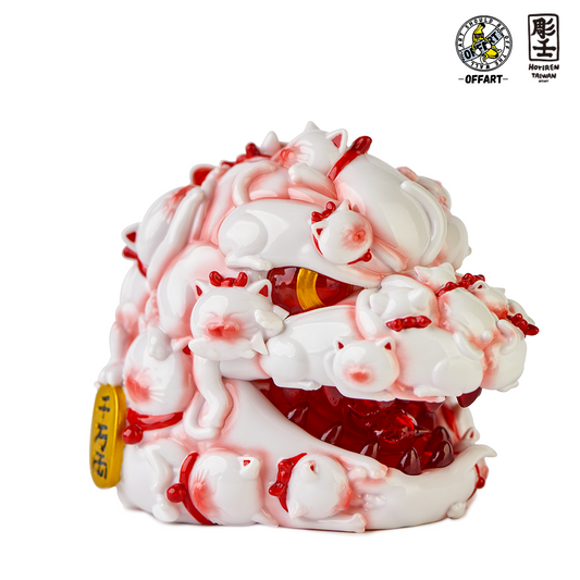 (Pre-order) OFFART X Horiren Red Flame Hundred Cats Enamel Red Fortune mini Bust