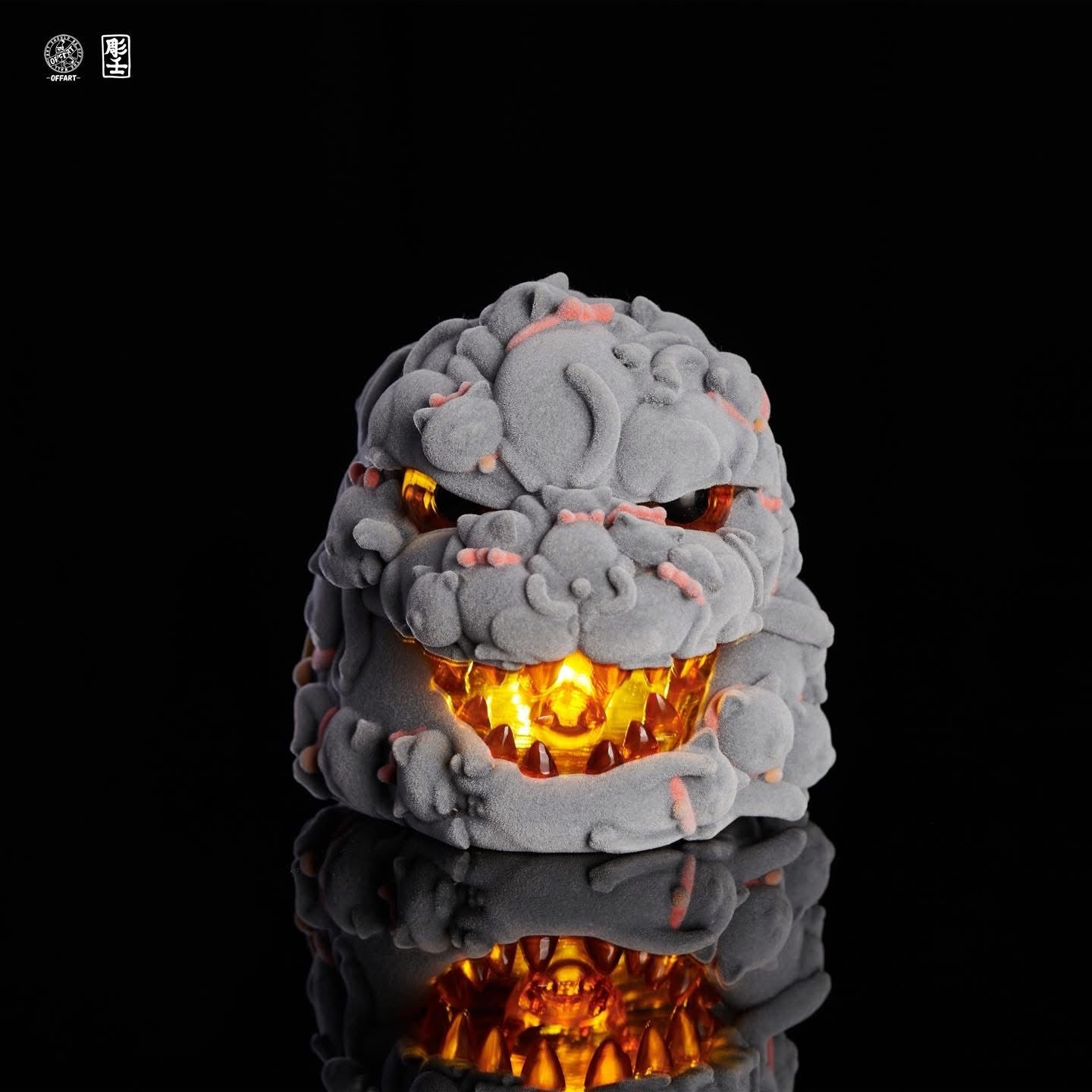 (Pre-order) OFFART x Horiren Red Flame Hundred Cats mini Fortune Head Statue - Flocked Ver.