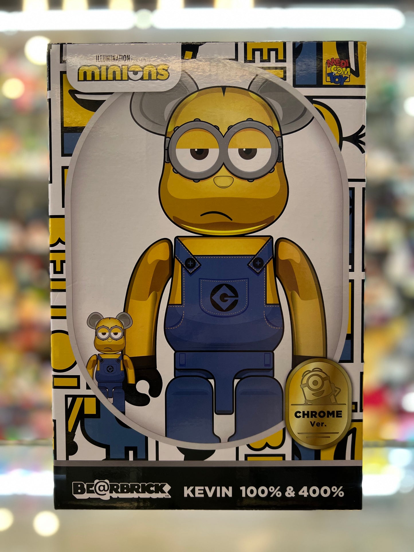 MEDICOM TOY BEARBRICK 100+400% Minions Kevin Chrome Ver.