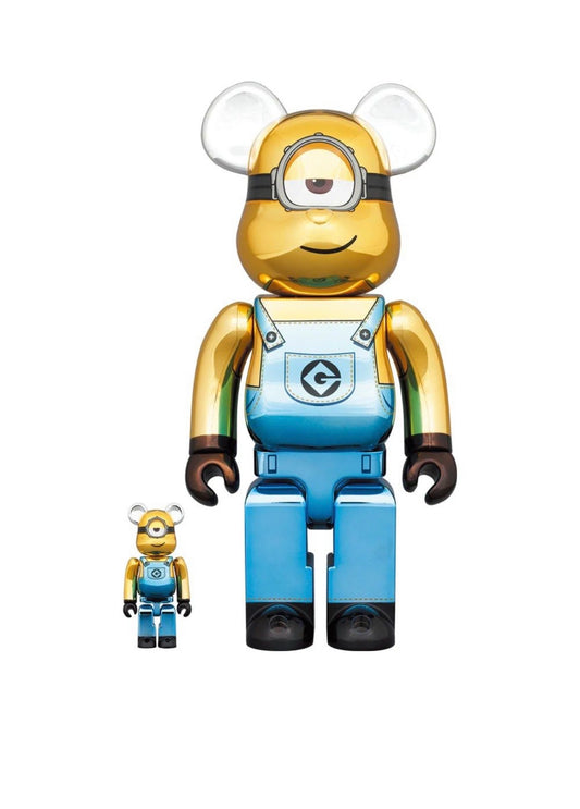 MEDICOM TOY BEARBRICK 100+400% Minions Stuart Chrome Ver.